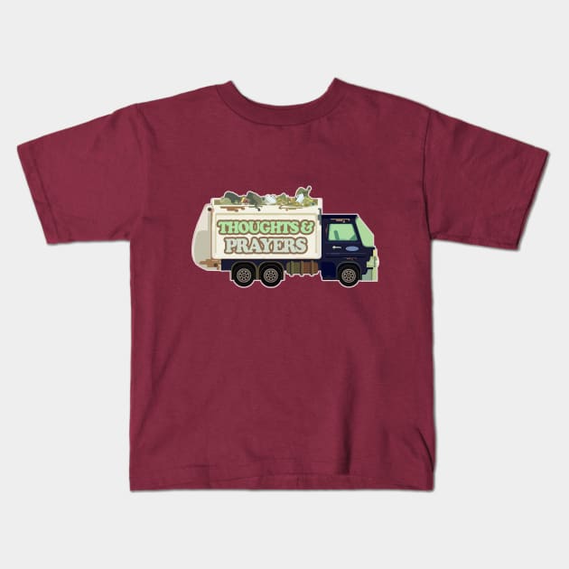 Thoughts & Prayers Garbage Truck / Funny Nihilism Design Kids T-Shirt by DankFutura